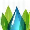 Eco-friendly cleaning symbol, green leaves around droplet