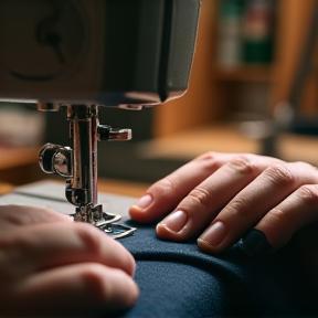 Tailor repairing garment in the workshop